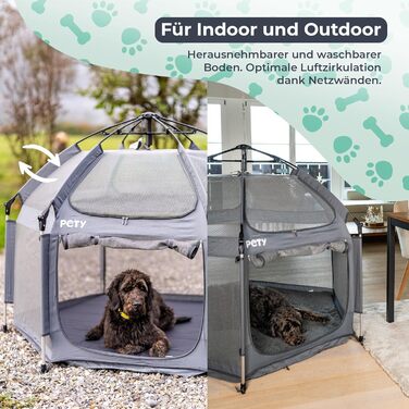 Клітка-вольєр для собак Pety - 150 x 100 см, портативна, з сумкою та кілочками - для відпочинку на природі та вдома, аксесуари для подорожей з собакою - антрацит