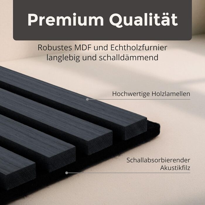 Акустичні панелі з дерева для стін 60x60 см, набір 4 шт, шумоізоляційні стінові панелі з ламелями, колір дуб чорний