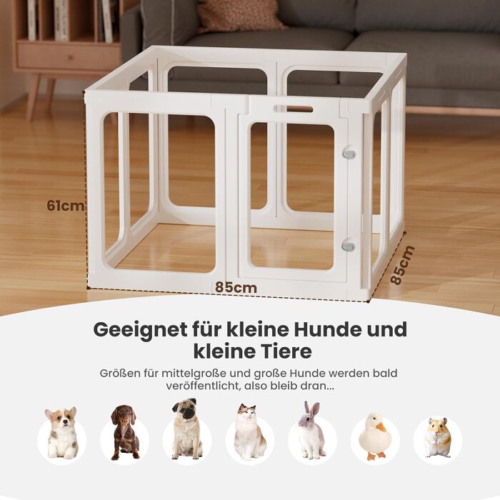 Клітка-біговий вольєр для цуценят Gardner Pet Acryl з акрилу, 60 см, 8 панелей, для дому, складана, прозора, з присосками, підходить для цуценят, кроликів, котів, свиней, білий