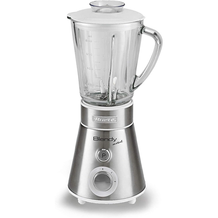 Ariete 561 Blendy Metal - Mixer with stainless steel blades - 800 ml glass jar - 2 speeds + pulse - 300 watts - Silver
