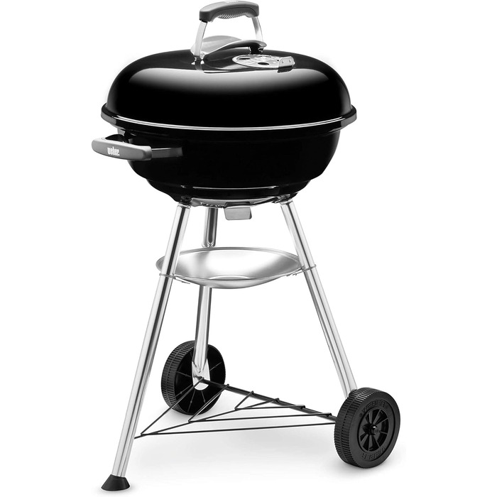 Вугільний гриль Weber Compact Kettle 47 см, чорний, кришка та захисний чохол, круглий мангал