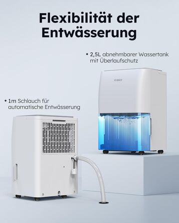 Електричний осушувач повітря 50 л/24 год, для підвалу та приміщень до 320 м³/125 м², таймер, шланг для відведення конденсату, фільтр, 10 років гарантії. Модель Gar (16 л/24 год.)