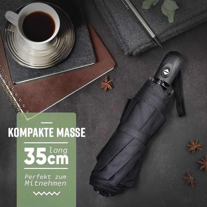 Стійкий до вітру парасолька з автоматичним відкриванням - міцний та якісний чорний парасолька для жінок та чоловіків, 107 см, 1 шт.