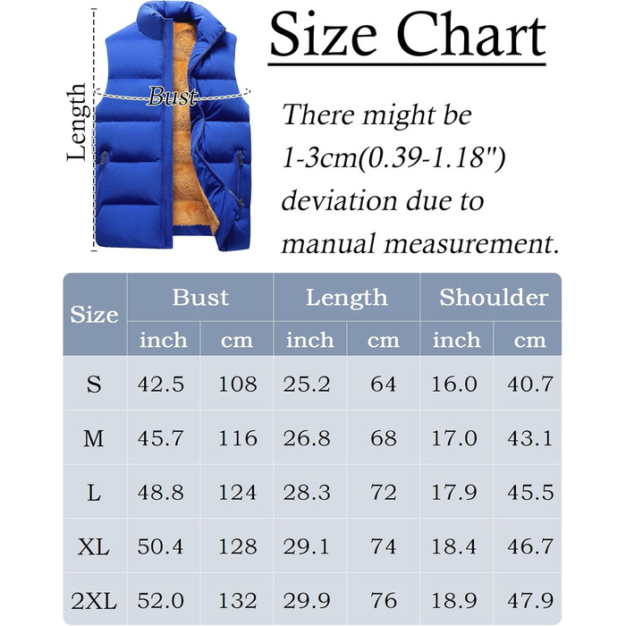 Чоловічий зимовий жилет AIEOE з утеплювачем, степване пошиття, жилет без рукавів, синій, розмір XL