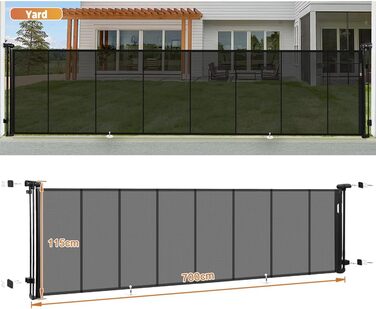 Захисний бар'єр для дитячих воріт, розтяжний 0-150 см, для дітей, котів та собак, для внутрішнього та зовнішнього використання (700 см/Білий)