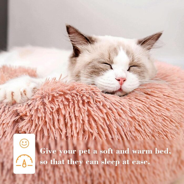 Килимок для кота/собаки 50 см: м'який, плюшевий, круглий, з антиковзаючою основою, легко миється. Колір: темно-сірий/рожевий