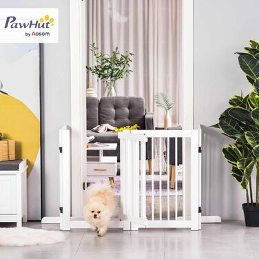 Захисний бар'єр для собак PawHut - самостійний, 204 x 75 см, 4 панелі, білий