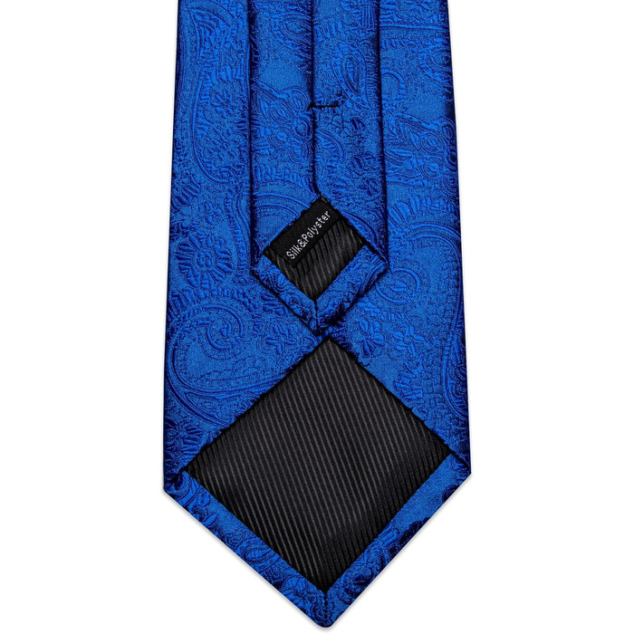 Набір аксесуарів для чоловіків: краватка з візерунком павароччі, кишеньковий хустинка, краватки-кліпси, затискачі для краваток, застібка для краватки, 5 шт. (Королівський синій)