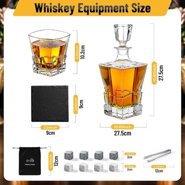 Набір віскі: декантик 800 мл, 2 келихи, 8 каменів, набір віскі та келихів