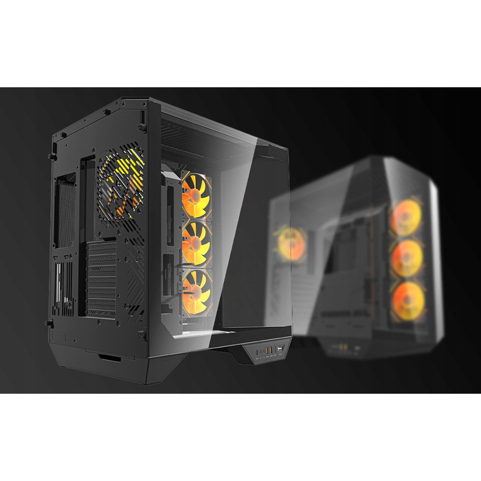 Корпус для ПК DarkFlash DY470 ATX Cube Case, 4 вентилятори ARGB, з ручкою