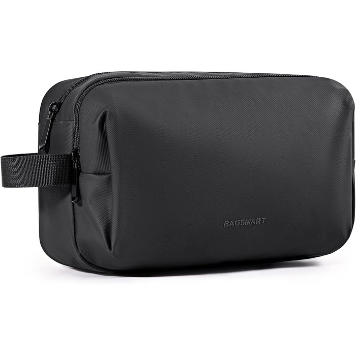 Чоловіча туалетна косметичка BAGSART для подорожей, 5L, темно-сіра (Basic, шкіряна фольга)