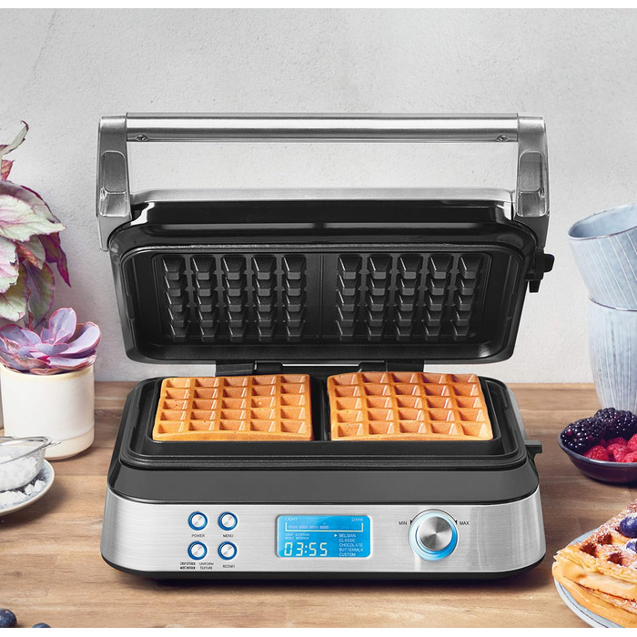 Вафельниця GASTROBACK 42424 Advanced Control, 1600 Вт, 5 програм, 7 рівнів підсмаження, LCD-дисплей, нержавіюча сталь, срібляста, одиночна
