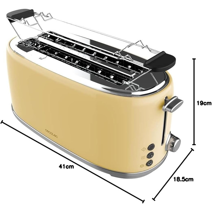 Тостер Cecotec Toaster 2 Scheiben Toast&Taste 1000 Retro Double: 980 Вт, 2 слоти, нержавіюча сталь, регулювання потужності, піддон для крихт, бежевий