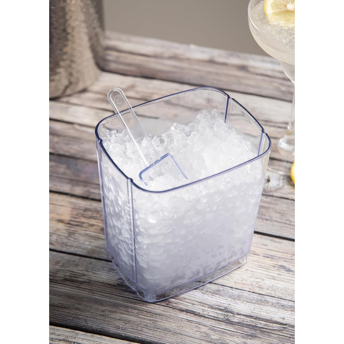 BarCraft Ice Crusher for Cocktails, with Ice Scoop, Plastic and Stainless Steel, 15.5 x 13.5 x 28cm, Transparent/Silver