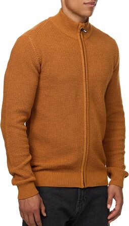 Чоловіча в'язана жилетка Indicode INayton зі стійким коміром та блискавкою | Кардіган з тонкого в'язання для чоловіків (M, Карамель)