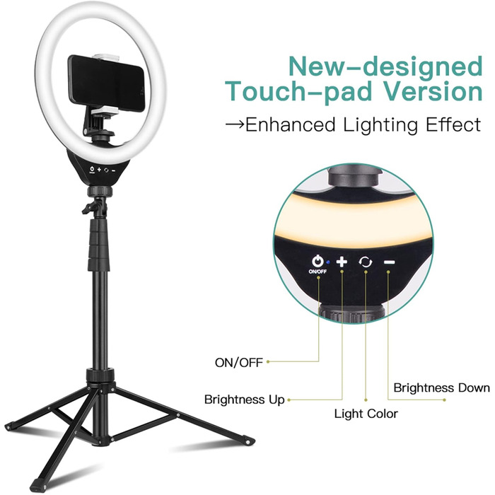 Ring Light UBeesize з штативом 10 дюймів: світло для селфі, відео та макіяжу з Bluetooth-пультом