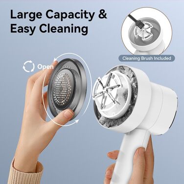 Електричний видалення ворсу з LED-дисплеєм - 6 лез з нержавіючої сталі, 3 швидкості, USB-зарядка. Підходить для одягу, пледів, диванів та постільної білизни (білий)