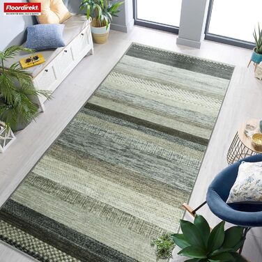 Килимок для кухні, прихожої та вітальні Floordirekt - килимок на замовлення, метр, килимок для прихожої, кухонний килимок, килимок для вітальні (80 x 450 см, Naxos - сіро-антрацитовий)