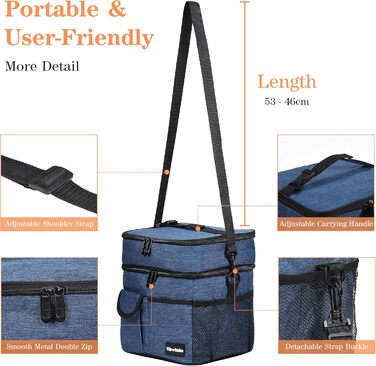 Термосумка Kato Tirrinia 17L для пікніка та подорожей (23 банки), темно-синя