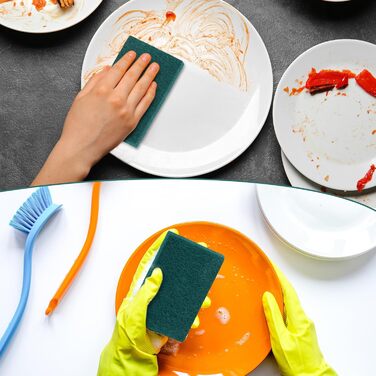Hoolerry 150-Piece Heavy-Duty Scrub Sponges, Scratch-Resistant, Household Cleaning Sponges, Reusable, Pan Scrubber, Anti-Grease Sponges for Dishes, Kitchen, Metal Grills, 10.9 x