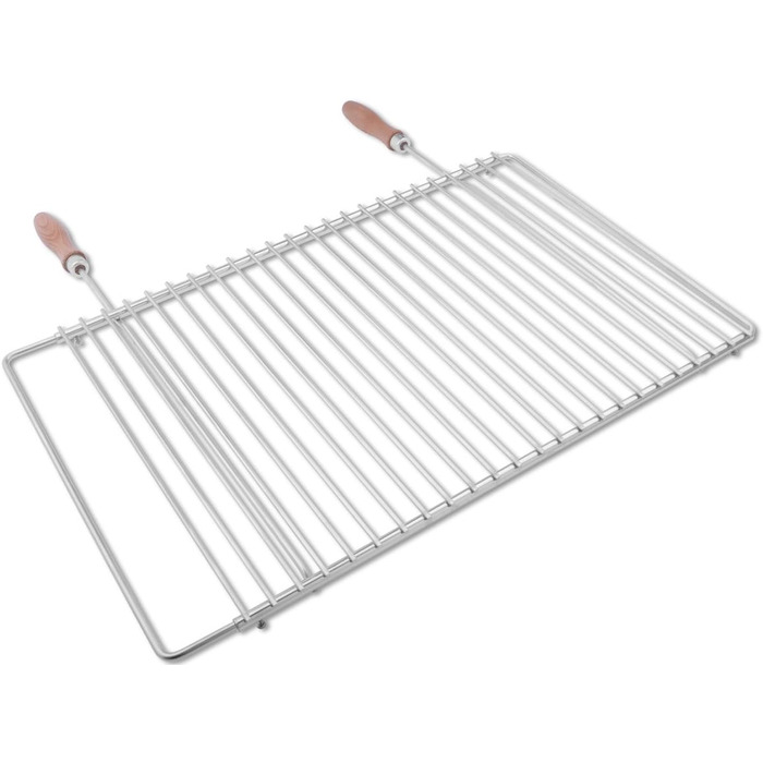 FVLFIL Deos-Grill Stainless Steel Grill Grate with Adjustable Width 55-65X37cm made of European Stainless Steel with Wooden Handles, Adjustable Grill Grate, Extendable Grill Grate