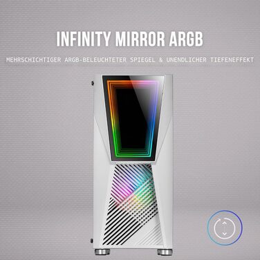 Ігровий корпус Mars Gaming MC777W White, Infinity Mirror ARGB, загартоване скло, 2 вентилятори Chroma ARGB, ATX, Білий