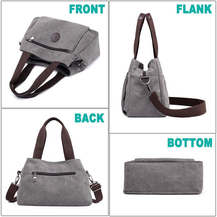 Сумка жіноча Hobo Canvas через плече Braun середнього розміру з багатьма відділеннями