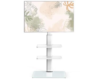 Підставка для телевізора FITUEYES біла, на підлогу, поворотна, регульована по висоті, для телевізорів 32-60 дюймів (плоских та curved), до 30 кг, VESA 600x400
