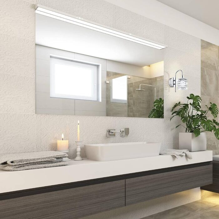 EGLO LED Wall Lamp Almonte, Bathroom Wall Light, Bathroom Lamp made of Metal in Chrome and Crystal in Clear, LED Damp-Proof Light Warm White, G9, IP44