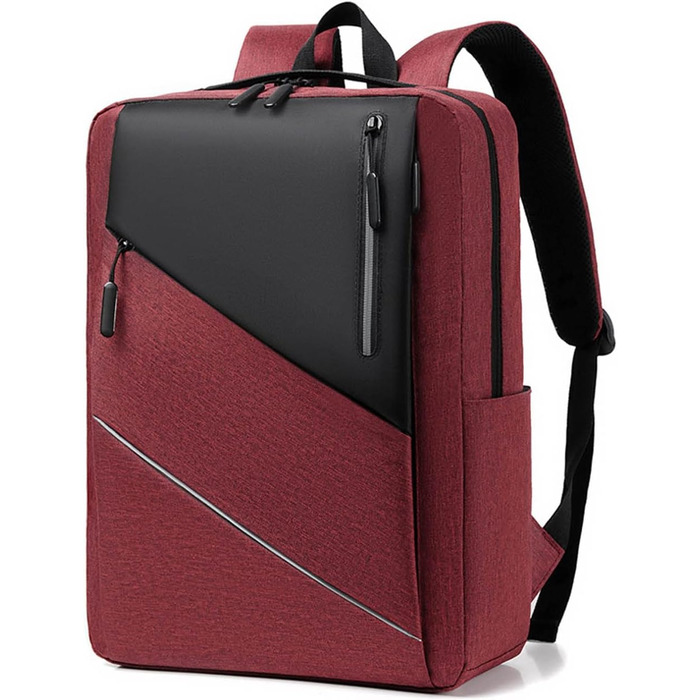 Рюкзак для ноутбука FANDARE Slim - чоловічий/жіночий, багатокольоровий, з USB-портом, для роботи, подорожей, навчання та відпочинку (фіолетовий/червоний)