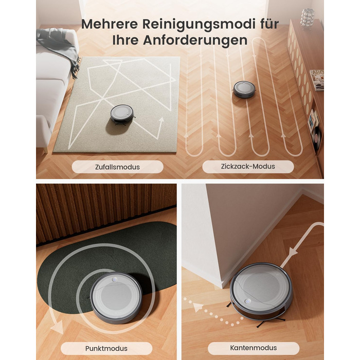 Робот-пилосос LEFANT M310 сірий: потужність 4500Pa, 180 хв роботи, Wi-Fi керування, для тварин та твердих поверхонь