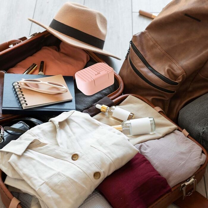 Захисні футляри для мила Dimeho (2 шт.) - мильниця-бокс для подорожей, пластиковий контейнер для мила з кришкою, витікання захищений, для ванної кімнати (блакитний & зелений) (блакитний рожевий)