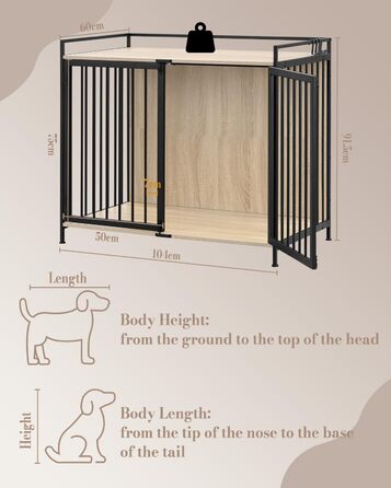 Клітка для собак EUGAD з дерева, переносна будовушка для дому, XXL, для малих/середніх собак, 104x92x60 см, міцна