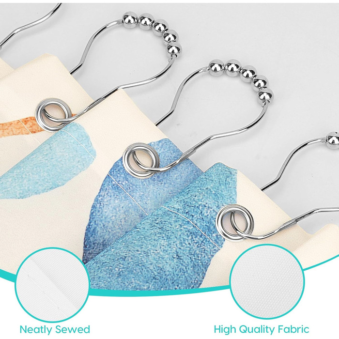 Шторка для душу Amaredom з квітковим малюнком для ванної кімнати, кольорові листки, комплект з гачками - 120x200 см