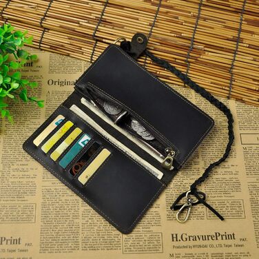 Le'aokuu Men's Genuine Leather Wallet Organizer Double Checkbook Wallet Pattern Business Money Clip 3377