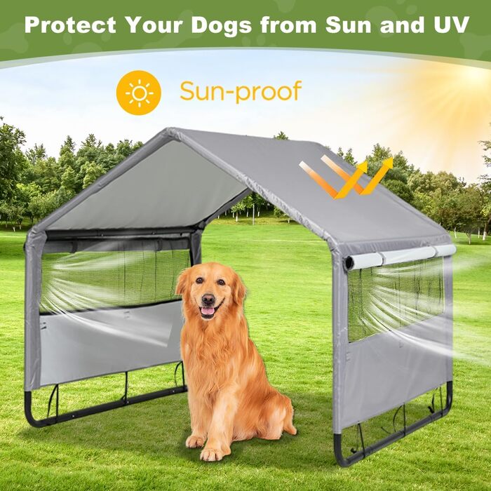 Будка для собак Outdoor 120x120x100 см, водонепроникна, сітка, сірий колір