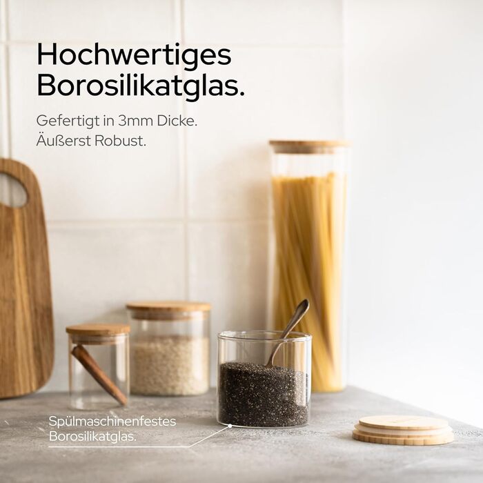 Скляні банки KIVY для зберігання з кришкою, 4 шт. по 600 мл - герметичні контейнери для кухні