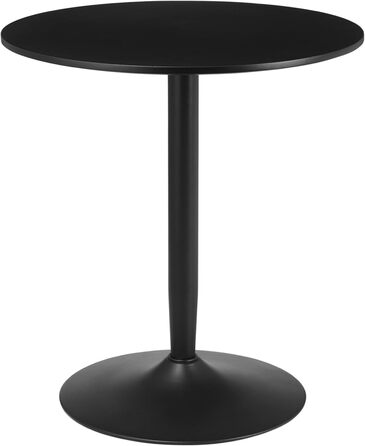 HOMCOM Dining Table, Round Kitchen Table, Modern Dining Table for 2 People, Bar Table Pedestal Table with Steel Leg, Non-Slip Foot Pad, Coffee Table for Living Room, Ø70 x 75 cm, Black 70L x 70W x 75H cm Black