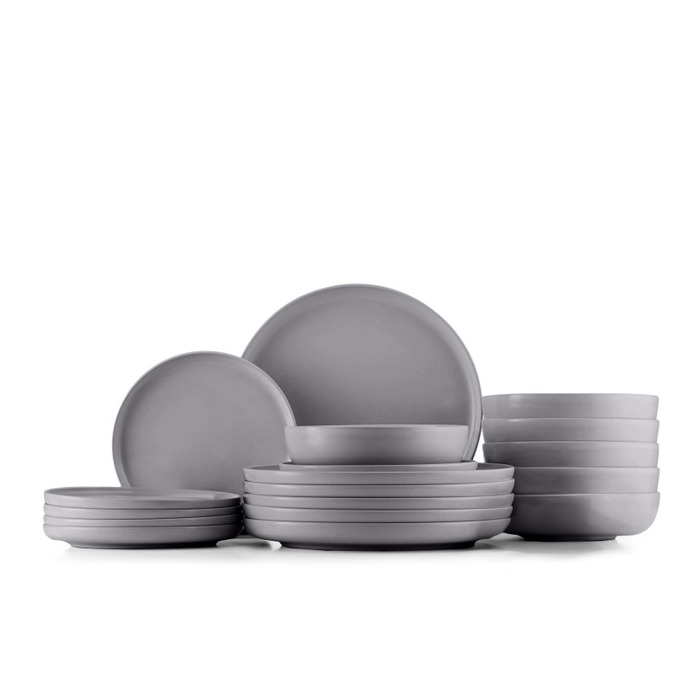 Обідній сервіз Konsimo Victo, сіра кераміка, круглий, 18 предметів