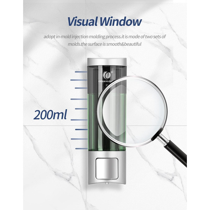 Ручний дозатор мила CHUANGDIAN, настінний, 200 мл, білий, сріблястий