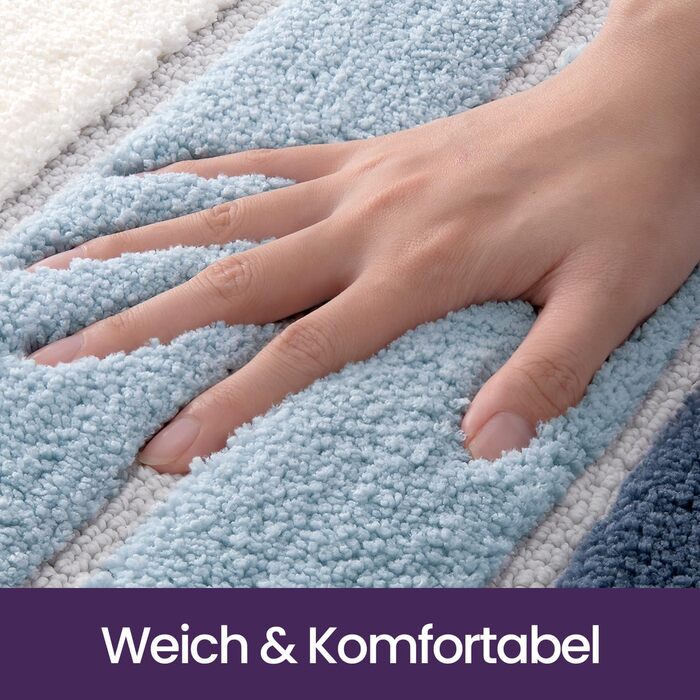 Нековзна килимок для ванної кімнати DEXI 40 x 60 см, м'який, швидковисихаючий, для ванни, душу, прання, блакитний