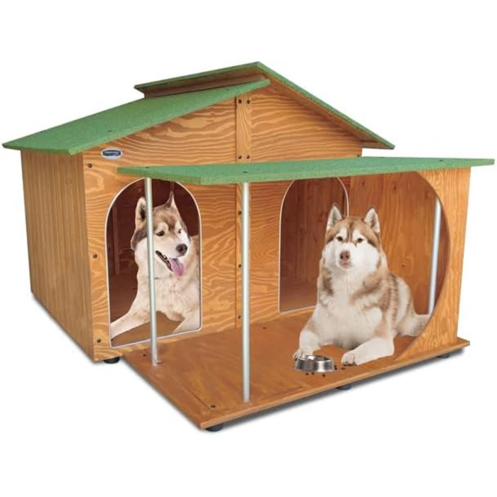 Будка для собак LEGNO з верандою, XXXL, з подвійним входом, з масивного дерева, Made in Italy