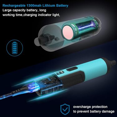 Міні акумуляторна дриль-шуруповерт Kiprim Professional ES2, 4V, 1.3Ah Li-Ion з індикатором заряду, 2 напрямки обертання, LED-підсвічування, USB-кабель для зарядки