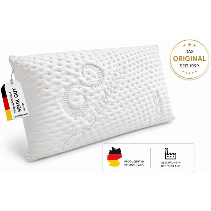 Ортопедична подушка для шиї FMP Matratzenmanufaktur з ефектом пам'яті (Memory Foam), віскоеластична, біла, 70x36x13 см