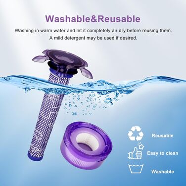 Фільтри для пилососа Dyson V7, V8, V8+ Wolfish (6 шт.) - 3 HEPA + 3 попередні, замінник 965661-01 & 967478-01