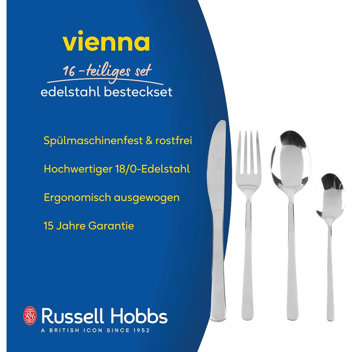 Набір столових приборів Russell Hobbs Vienna 16 предметів з нержавіючої сталі (4 персони)