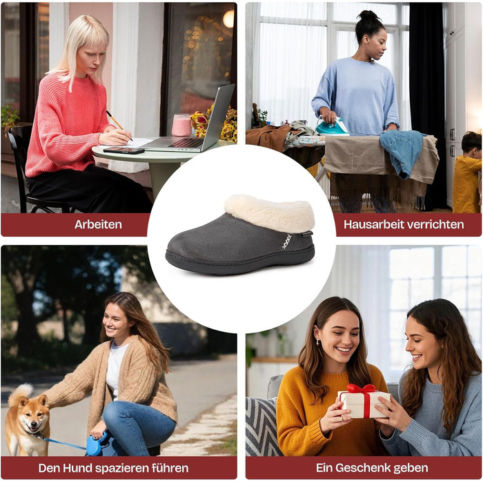 Тапочки жіночі EverFoams зимові антиковзаючі теплі з плюшу та меморі-піною (38/39 EU, темно-сірий)