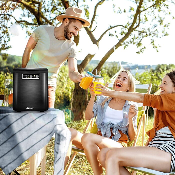 Tillvex Stainless Steel Ice Maker - 12kg Capacity, 24-Hour Production | 2.2L Water Tank, LED Display, Self-Cleaning & 2 Ice Cube Sizes (Black)