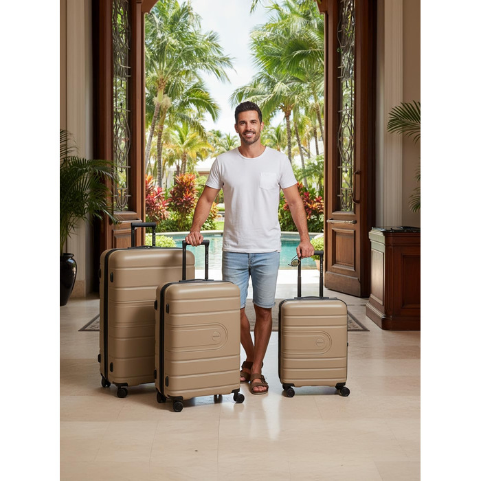 Набір валіз REDOLZ 3 шт. | Розширювані, з TSA-замком, з поліпропілену | Розміри: 6 см, 4 колеса | Beige (Essentials 11)