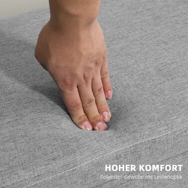HOMCOM Лавка з оббивкою та місцем для зберігання 110 x 39 x 45 см сірого кольору з текстурою льону для передпокою, спальні, вітальні, виготовлена з гумового дерева.